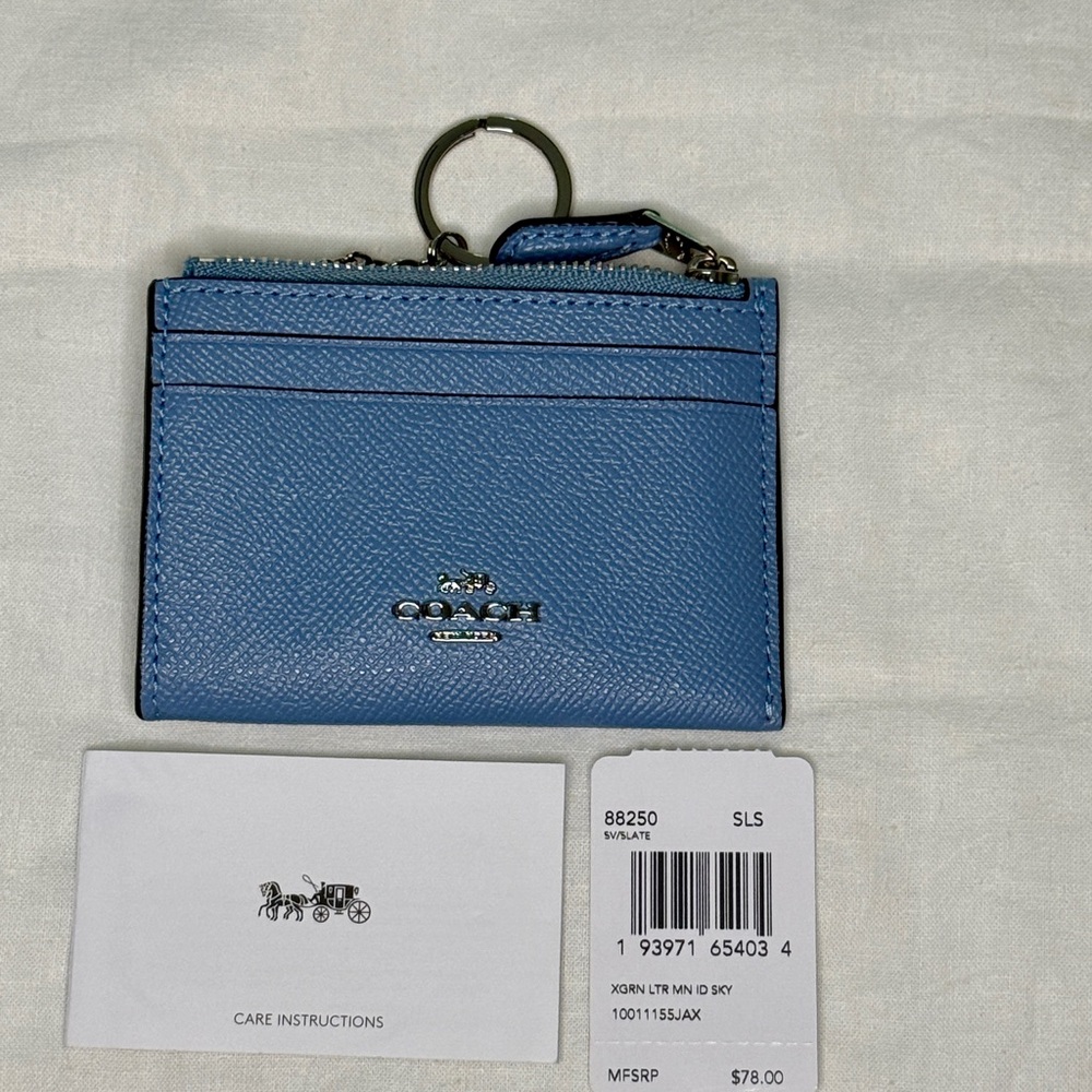Coach Mini Skinny ID Case - Slate Blue NWT